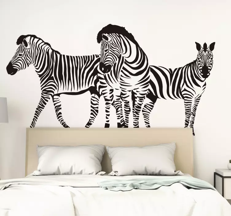 Three zebras eating wild animal decal - TenStickers