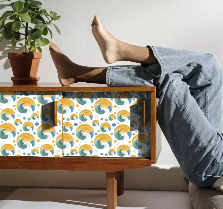 Tile sticker waves and dots design - TenStickers