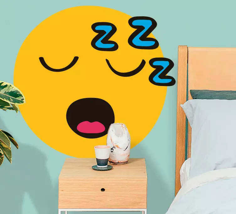 Tired emoji design wall sticker - TenStickers
