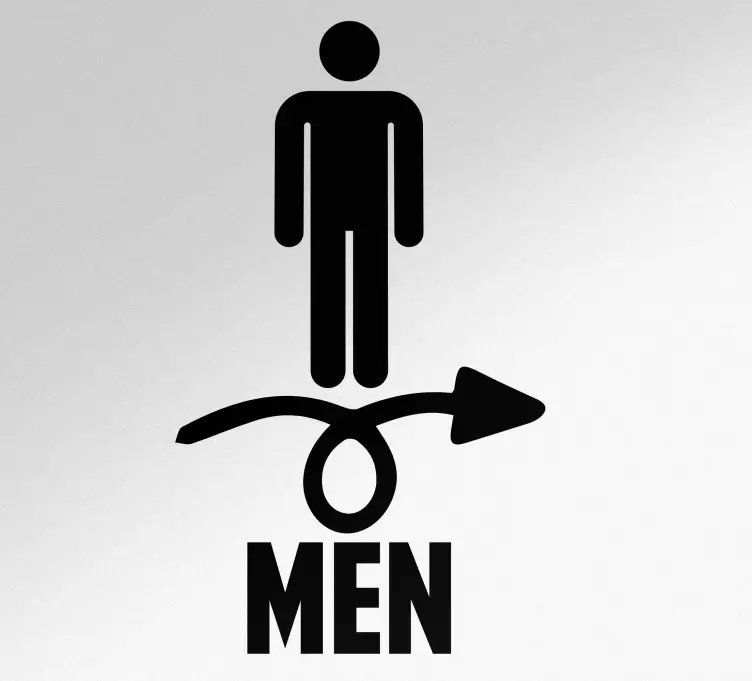 Toilet male sign with arrow door decal - TenStickers