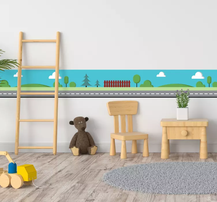 Town road wall border sticker - TenStickers
