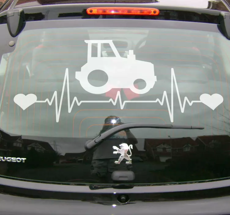 Tractor heartbeat car sticker - TenStickers