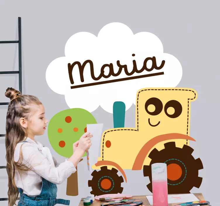 Tractor Stamp with text  personalised decal - TenStickers