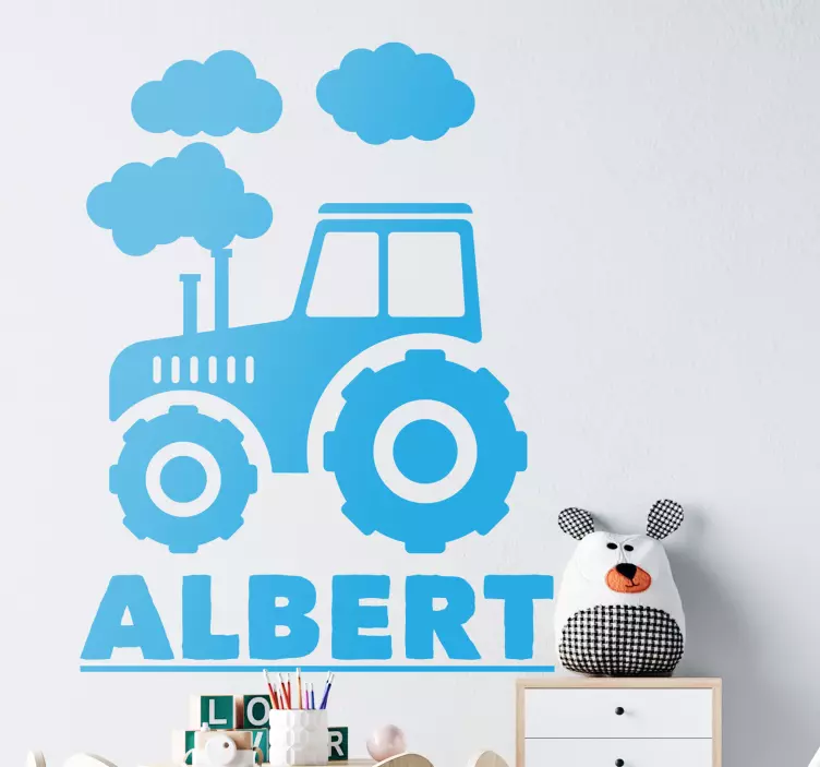 tractor with clouds  Personalised Sticker - TenStickers