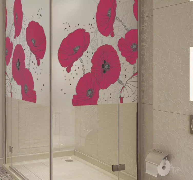 Translucent flowers shower screen sticker - TenStickers