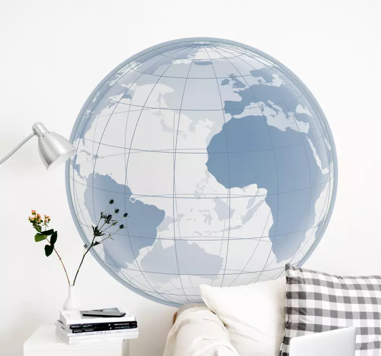 Transparent Atlantic world map wall sticker - TenStickers