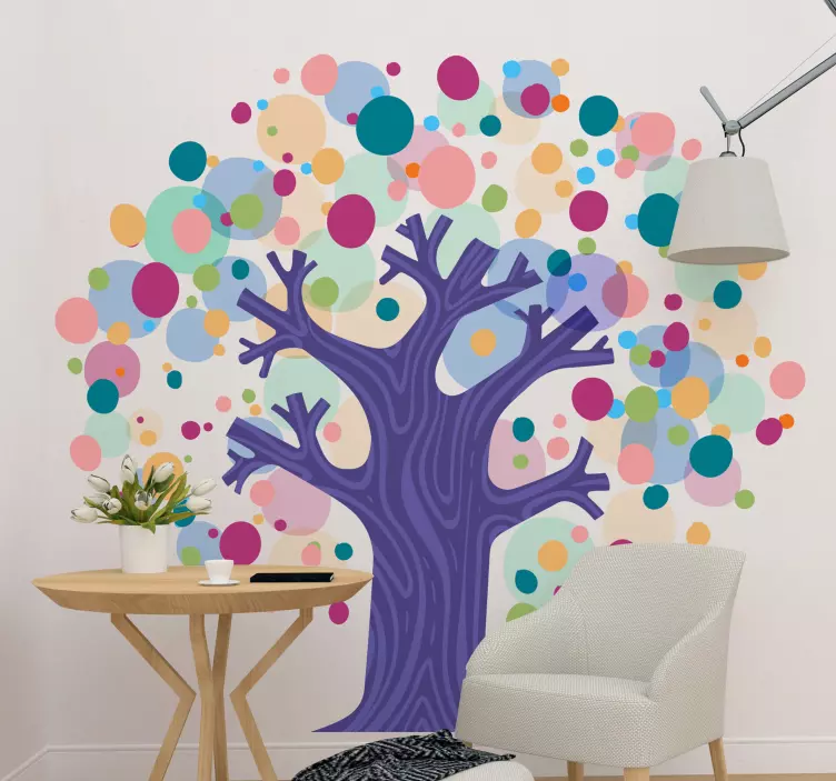 Tree of Life rainbow dots tree wall sticker - TenStickers