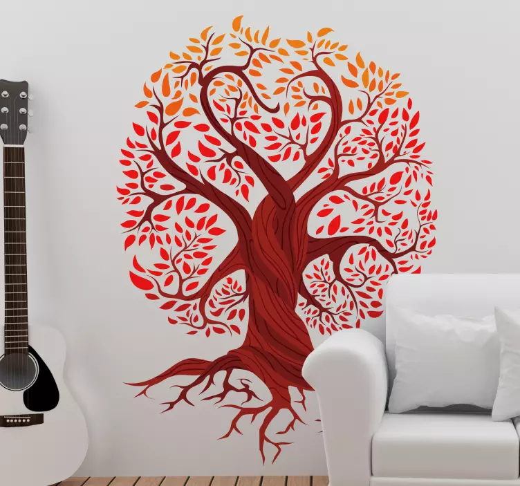 Tree of Life red tree wall sticker - TenStickers
