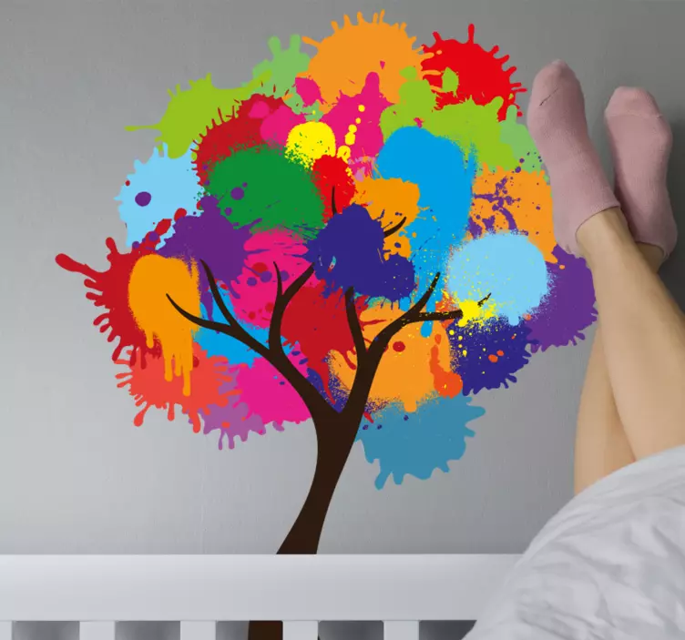 Tree splash colours tree wall sticker - TenStickers