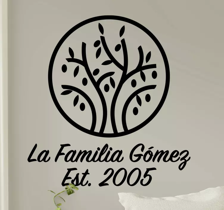 Tree with family's name and year wall sticker - TenStickers