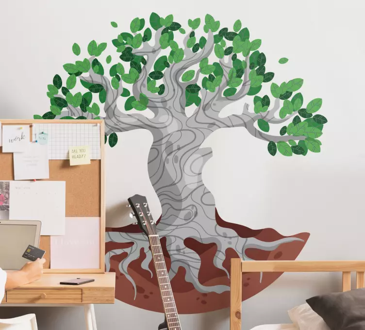 Tree with visible roots children wall sticker - TenStickers