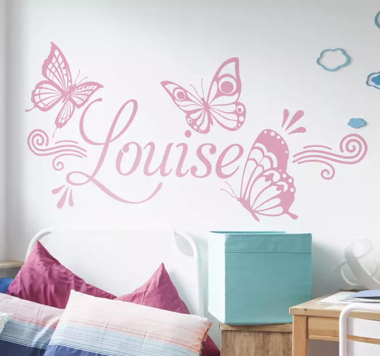 Personalised name with butterfly wall sticker - TenStickers
