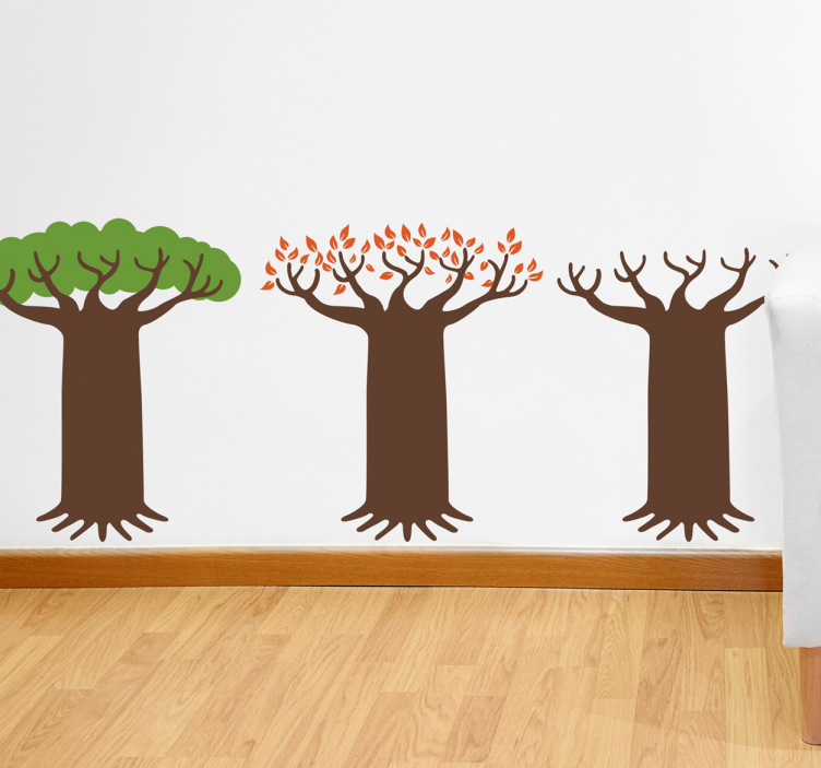 Seasonal trio design tree wall sticker - TenStickers
