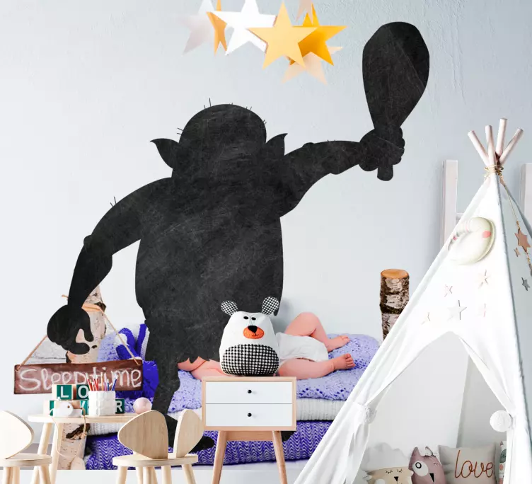 Troll silhouette cute drawing write on sticker - TenStickers