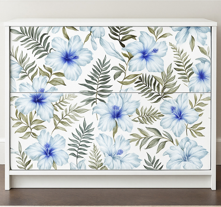 Tropical blue hibiscus  furniture sticker - TenStickers