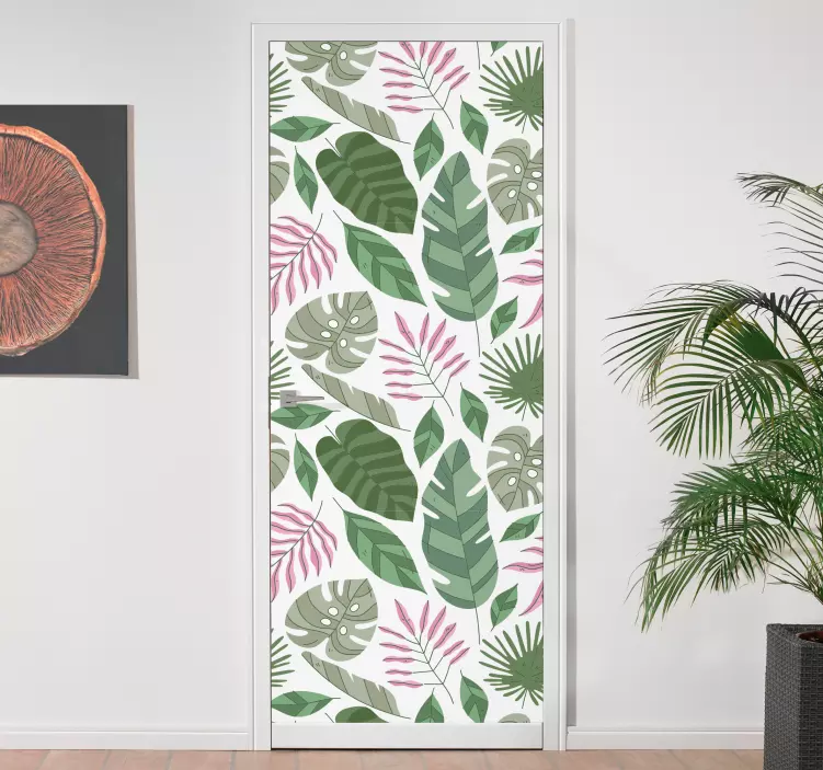 Tropical minimalitic garden plants door sticker - TenStickers