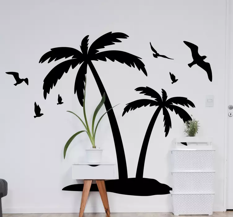 Tropical palms silhouette tree wall sticker - TenStickers