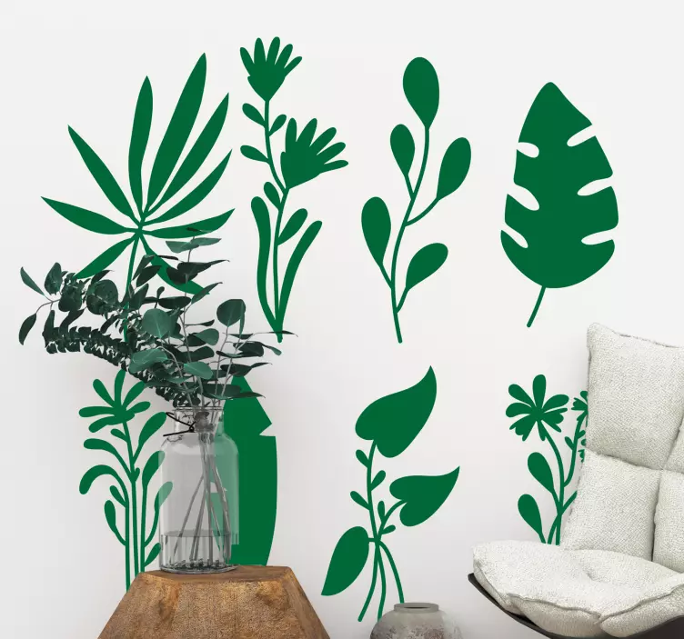 Tropical plants and monsters plant wall sticker - TenStickers