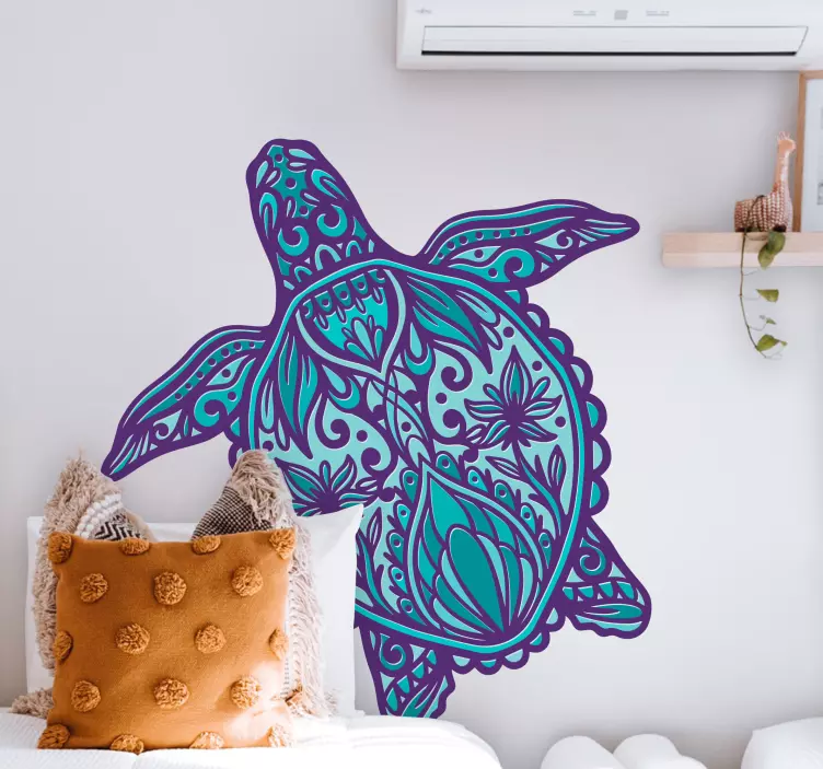 turle decorative in mandala style animal decal - TenStickers