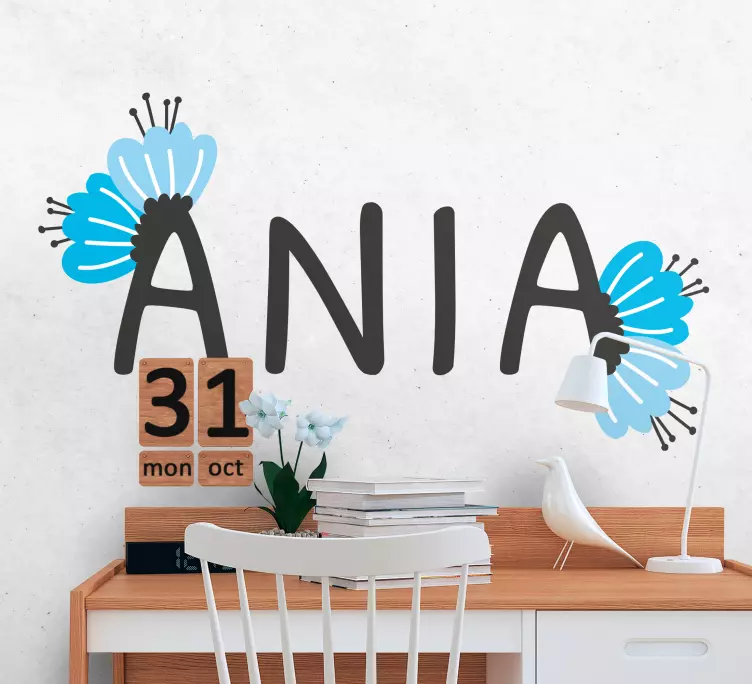 Two colours with name flower wall sticker - TenStickers