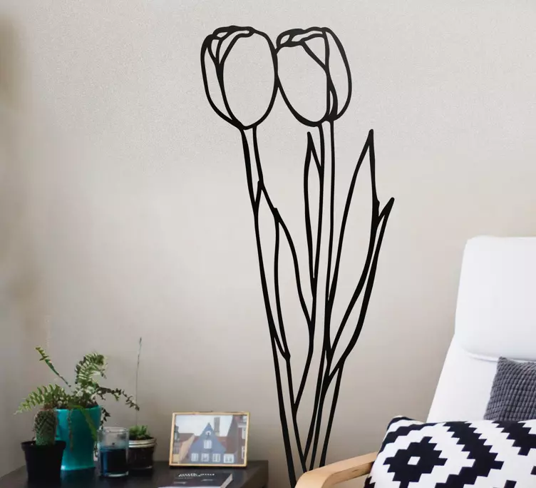 Two drawn tulips door sticker - TenStickers