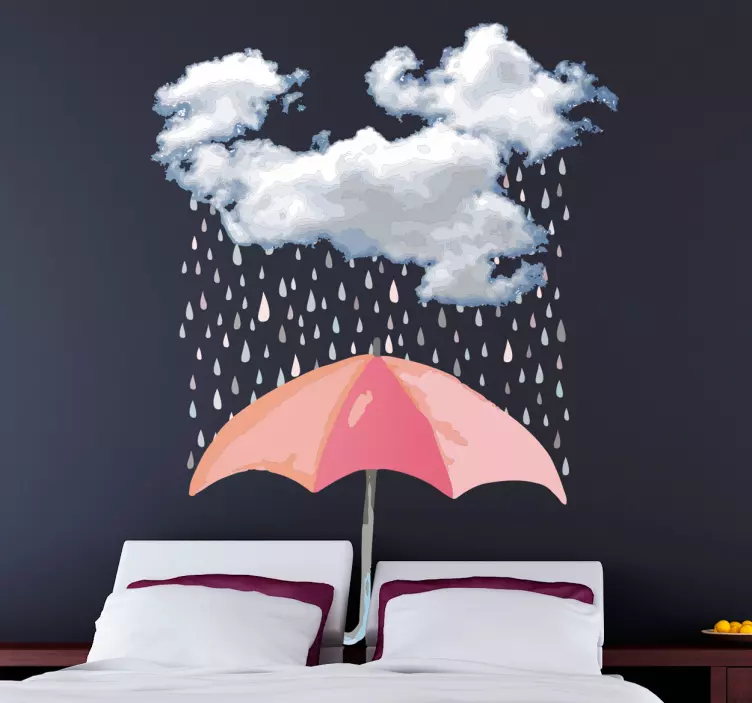 Umbrella and cloud headboard sticker - TenStickers