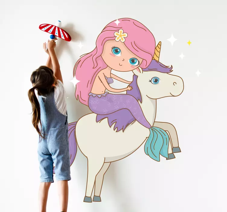 Unicorn and a mermaid  Movie sticker - TenStickers