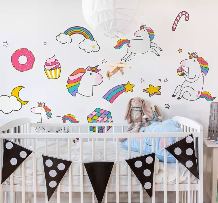 Unicorn and rainbow sets Kids Bedroom Sticker - TenStickers
