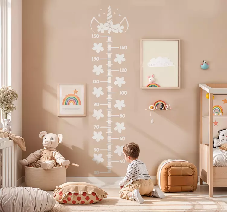 unicorn height chart wall sticker - TenStickers