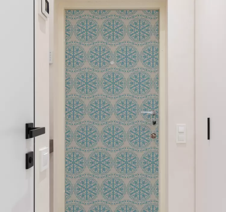 Unique blue and grey pattern door sticker - TenStickers