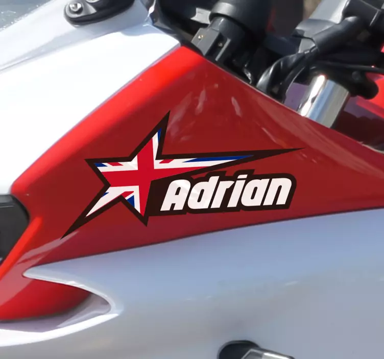 United Kingdom flag with custom name Motorbike sticker - TenStickers