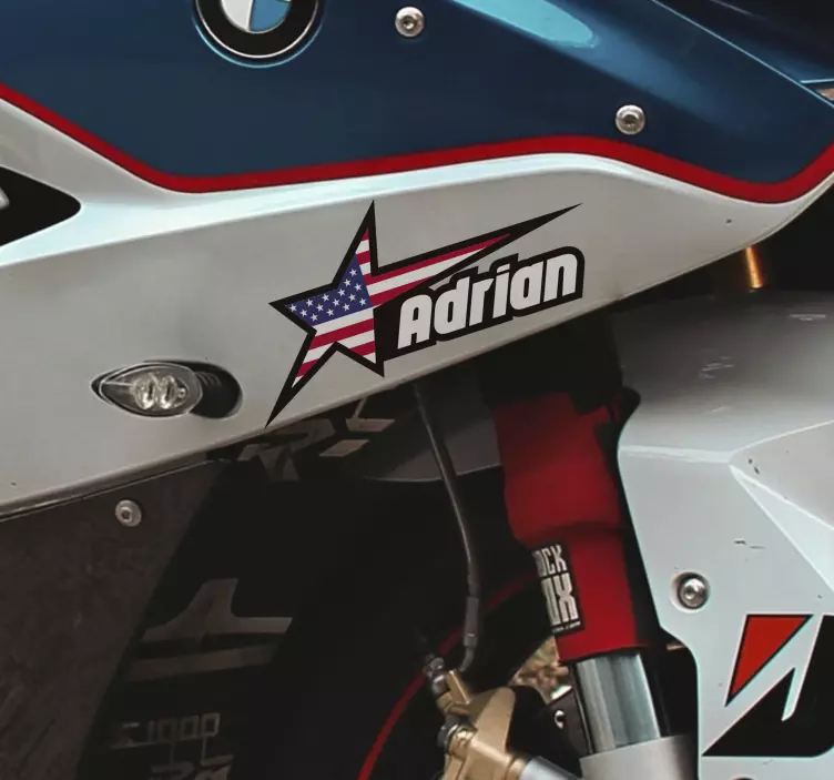 United States flag with star and custom name - TenStickers