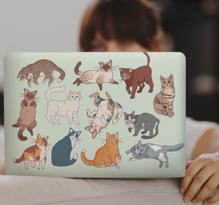 Various animated cats laptop skin - TenStickers