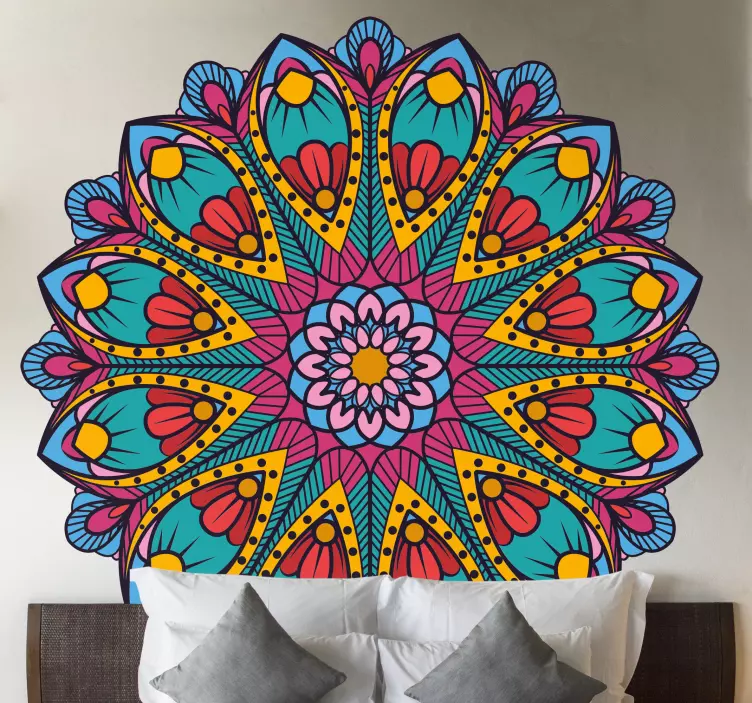 Vibrant botanical mandala floral wall sticker - TenStickers