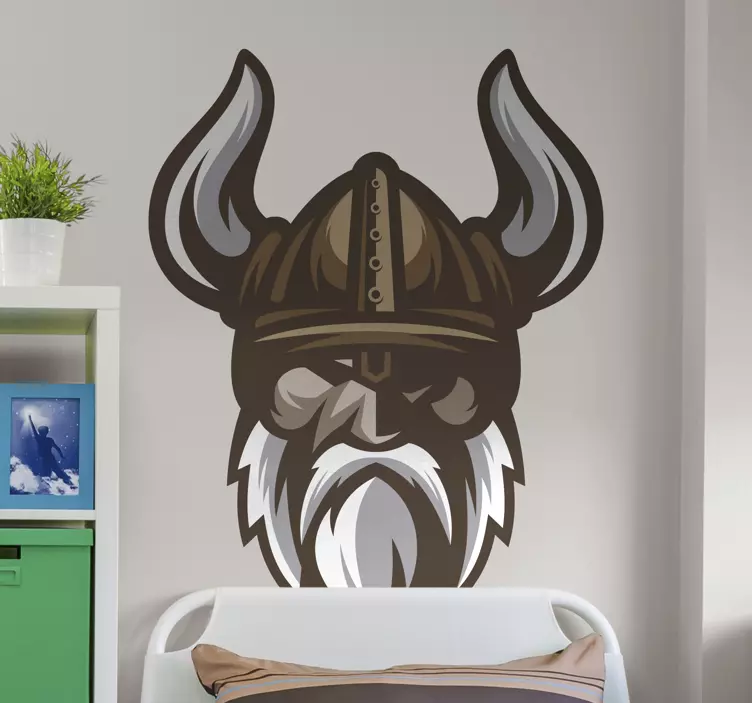 Viking angry looking with helmet decal - TenStickers