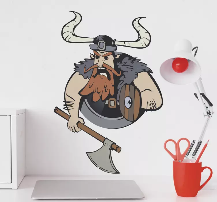Viking tall angry holding axe character decal - TenStickers