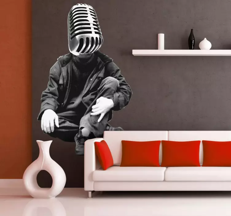 Vinilo decorativo hombre micrófono musical stickers - TenStickers