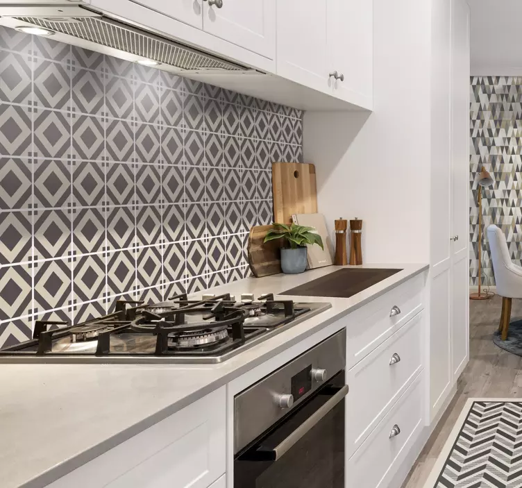 Vintage beige squarred pattern tile sticker - TenStickers