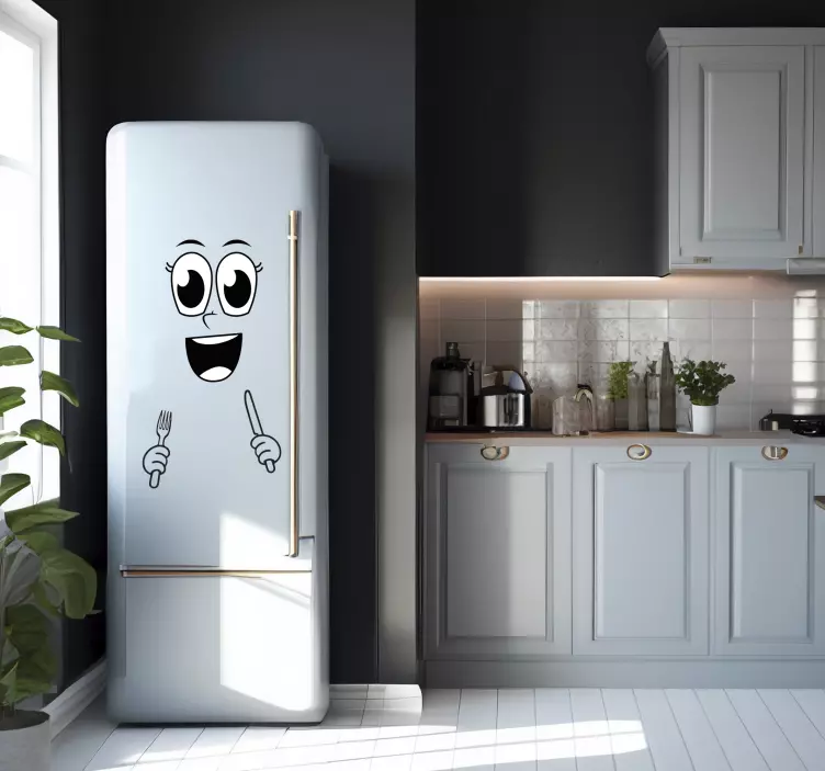 Vinyl Face with Cutlery fridge sticker - TenStickers