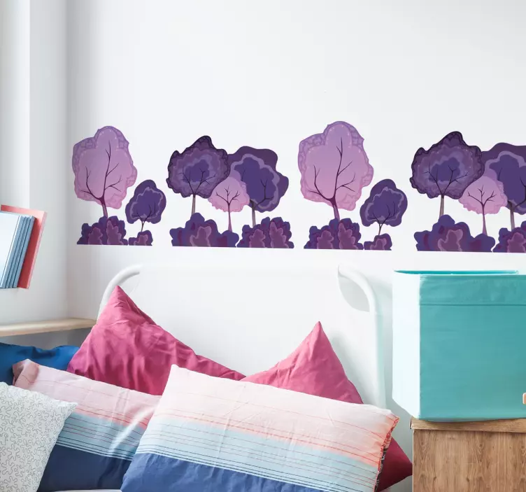 Violet forest adhesive border tree wall sticker - TenStickers