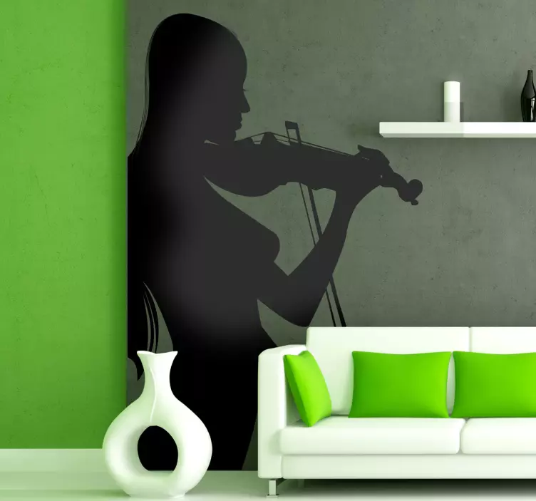 Violin Woman Wall Sticker - TenStickers