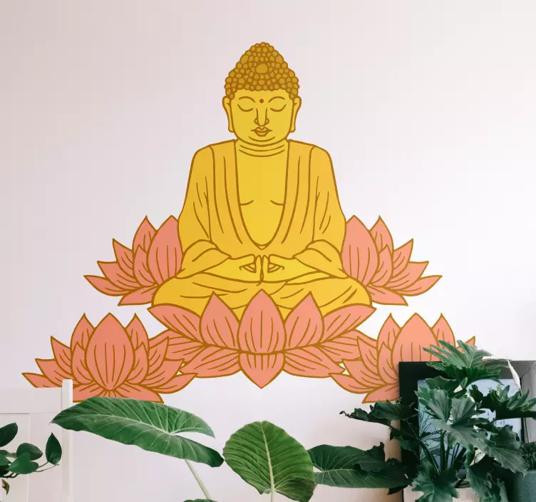 Wall decal lotus buddha sculpture - TenStickers