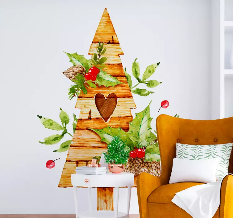 Water colour tree christmas sticker - TenStickers