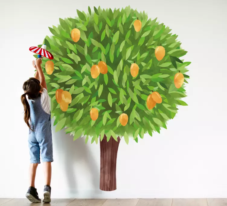 Watercolor painted tree stickers dining room - TenStickers