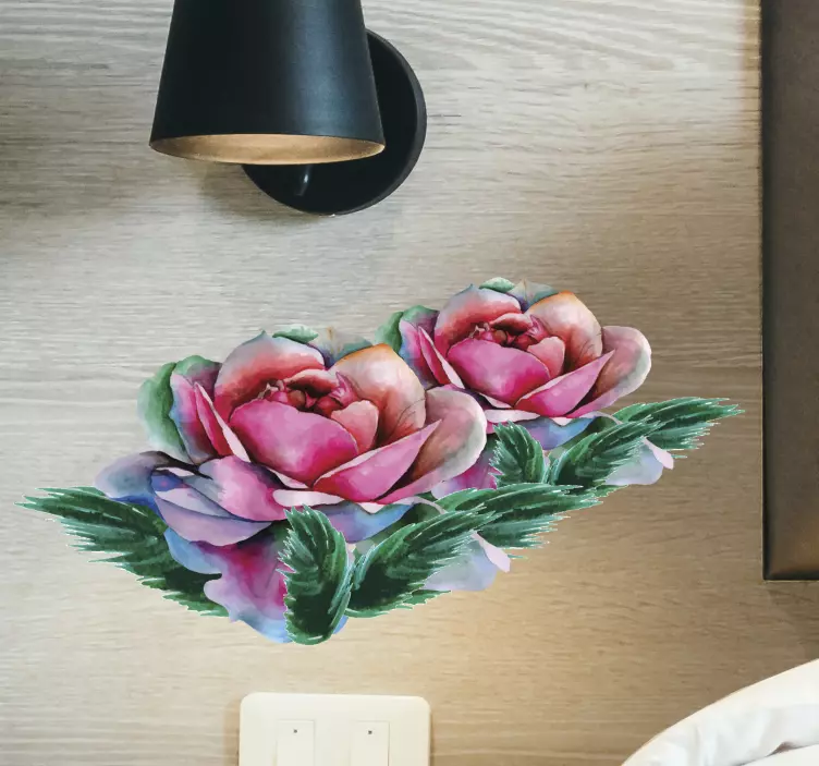 Watercolor roses flower wall sticker - TenStickers