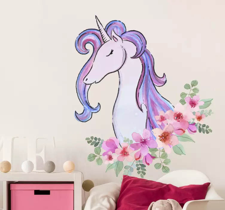 Watercolor unicorn animal wall sticker - TenStickers