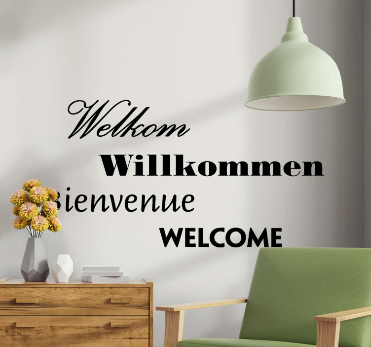 Welcome in different languages  text sticker - TenStickers