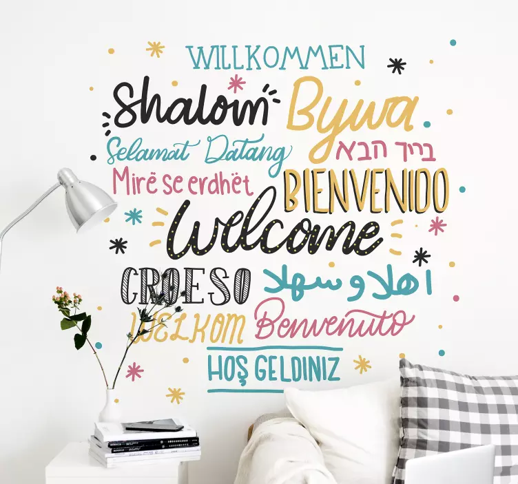 Welcome Languages Living Room Wall Decor - TenStickers