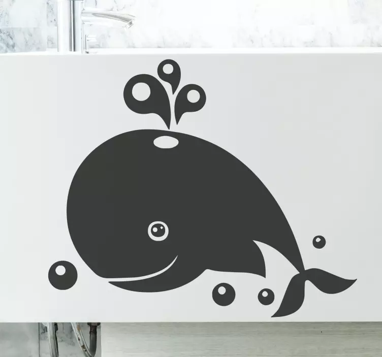 Whale and bubbles shower screen sticker - TenStickers