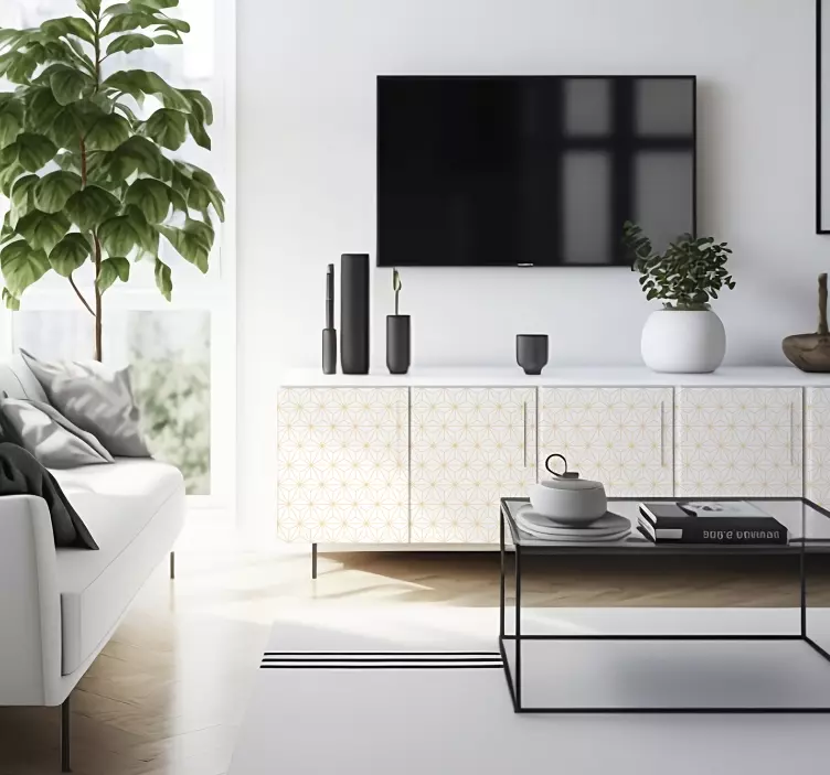 White and gold lines White and gold stripes line sticker - TenStickers